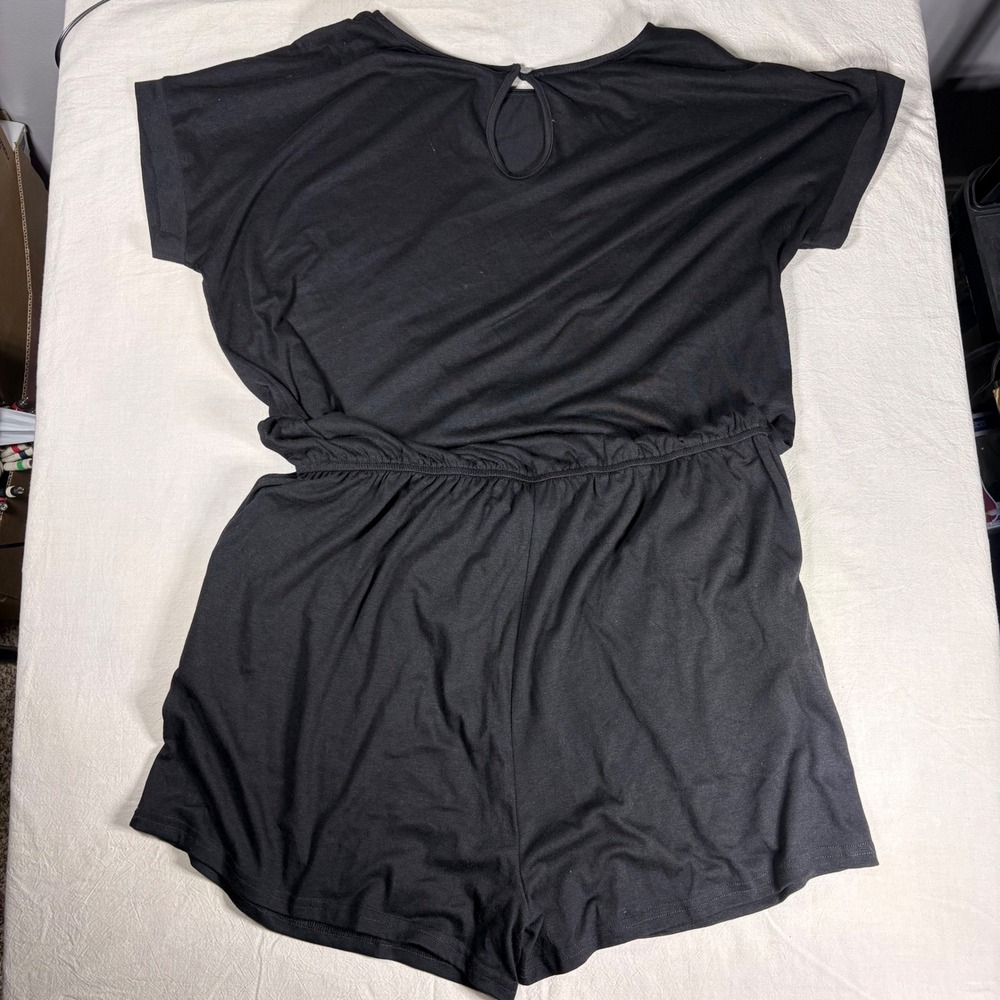 Unbranded Black Short Sleeve Drawstring Waist Romper with Pockets Women 2XL - Picture 6 of 6